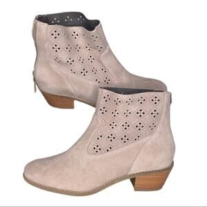 Cole Haan Jayne Lasercut Suede Bootie Stone Taupe